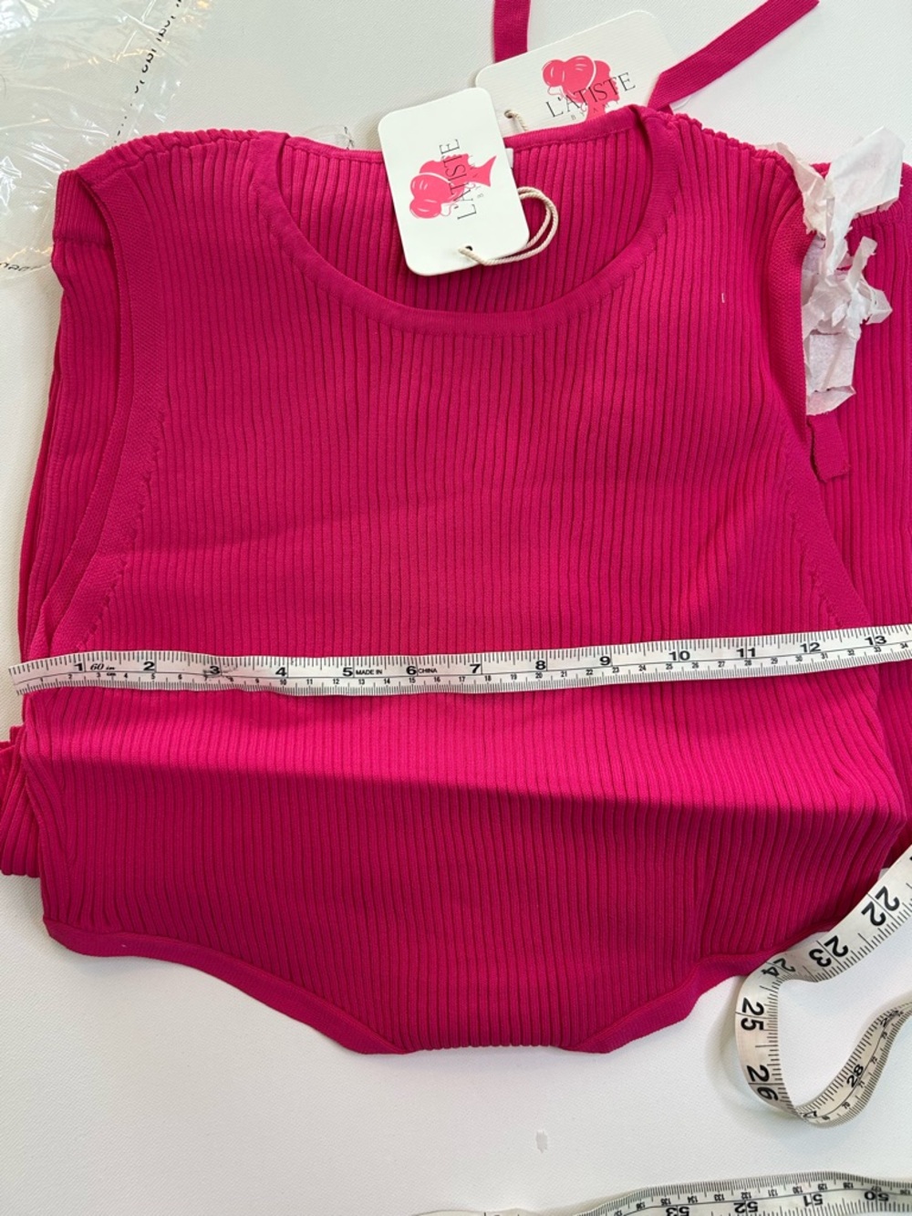 L'ATISTE Hot Pink Ribbed Knit Top and Skirt Set NWT - Picture 11 of 11